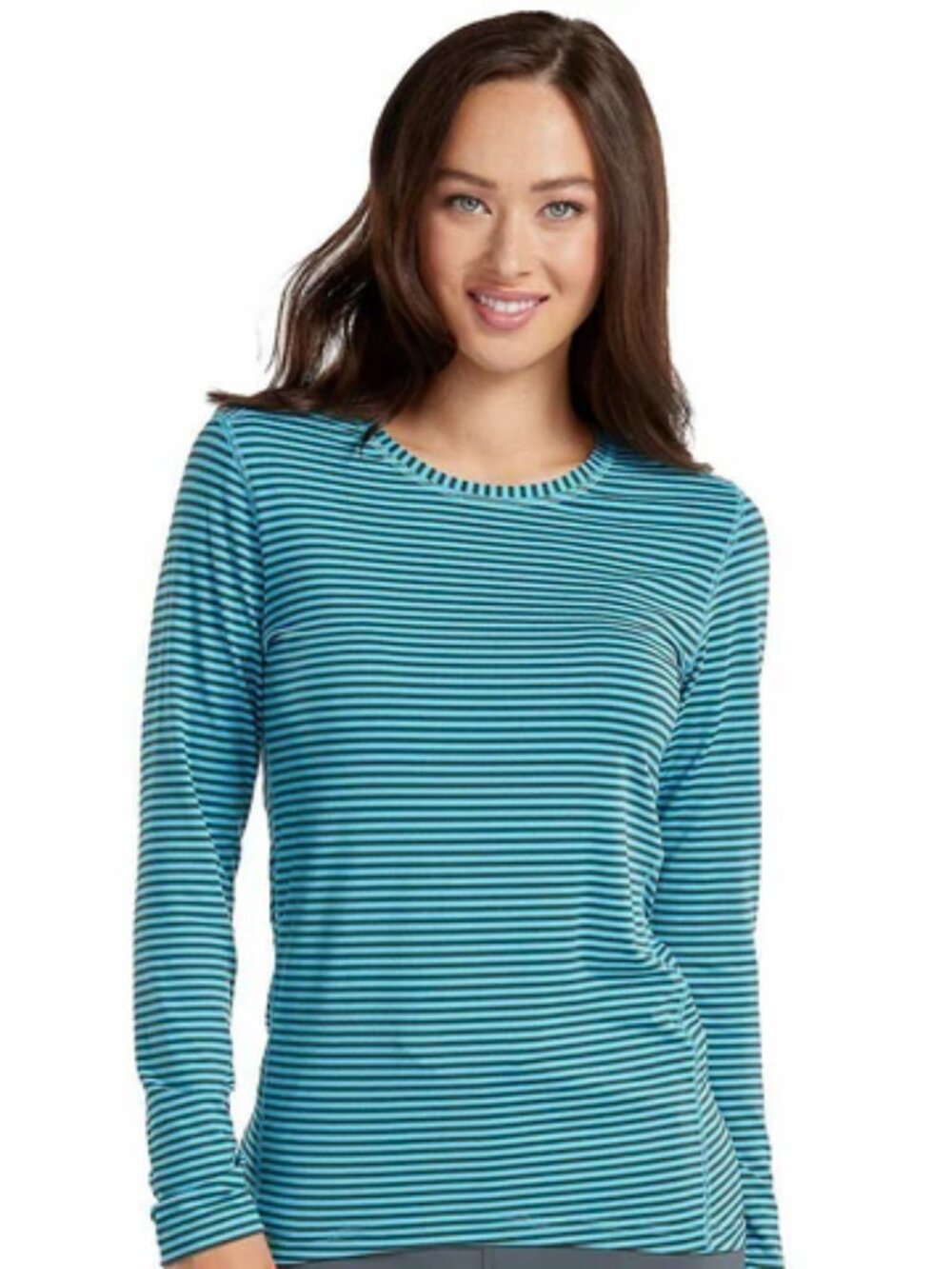 NEW Med Couture Performance Long Sleeve Knit Striped Base Layer Scrub Top Shirt